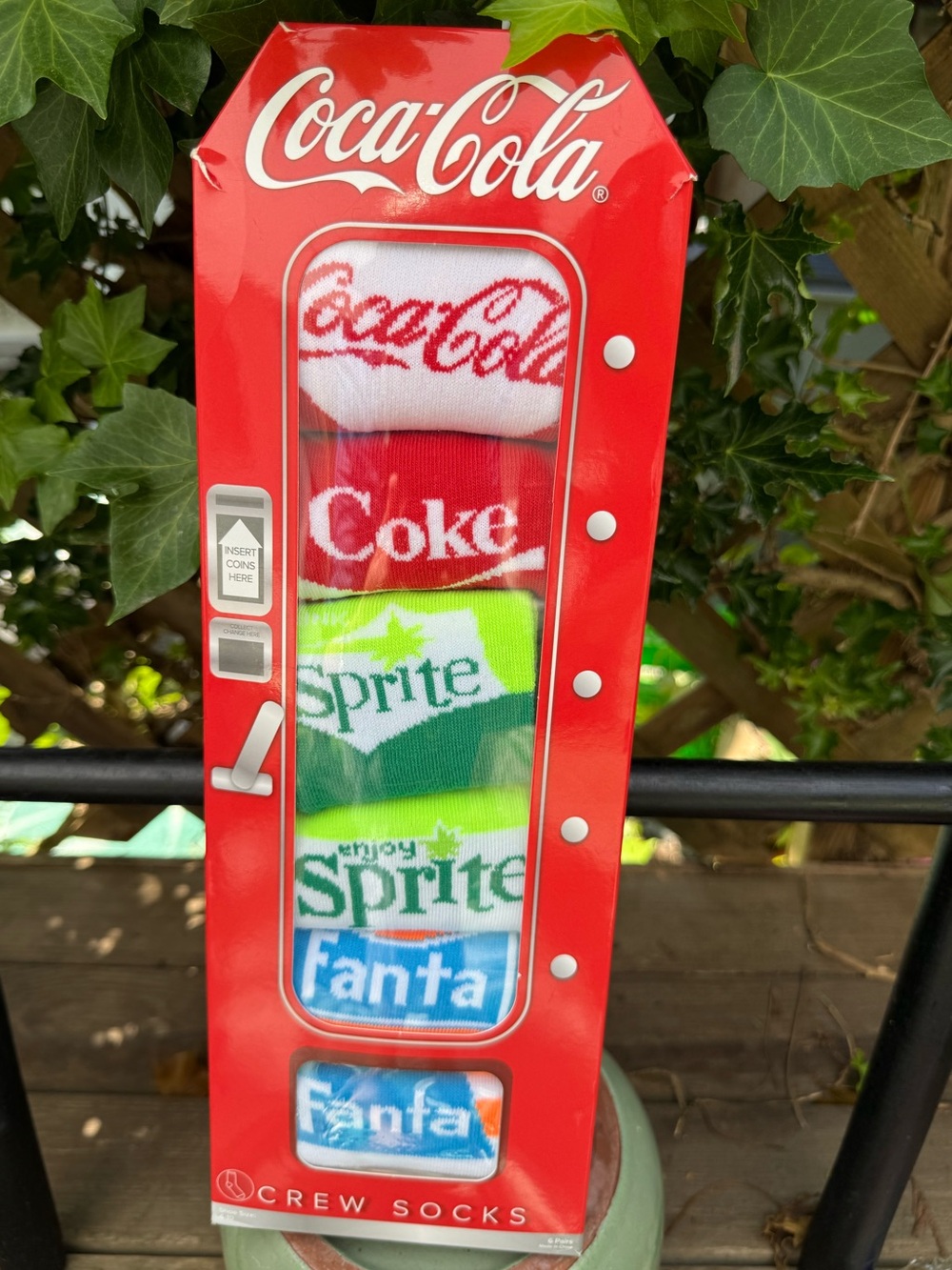 6 pack ($7 each) COCA COLA brands Crew Socks Variety Pack - faux VENDING MACHIN